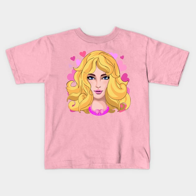 Barbie Pink Beauty Portrait Kids T-Shirt by BluedarkArt